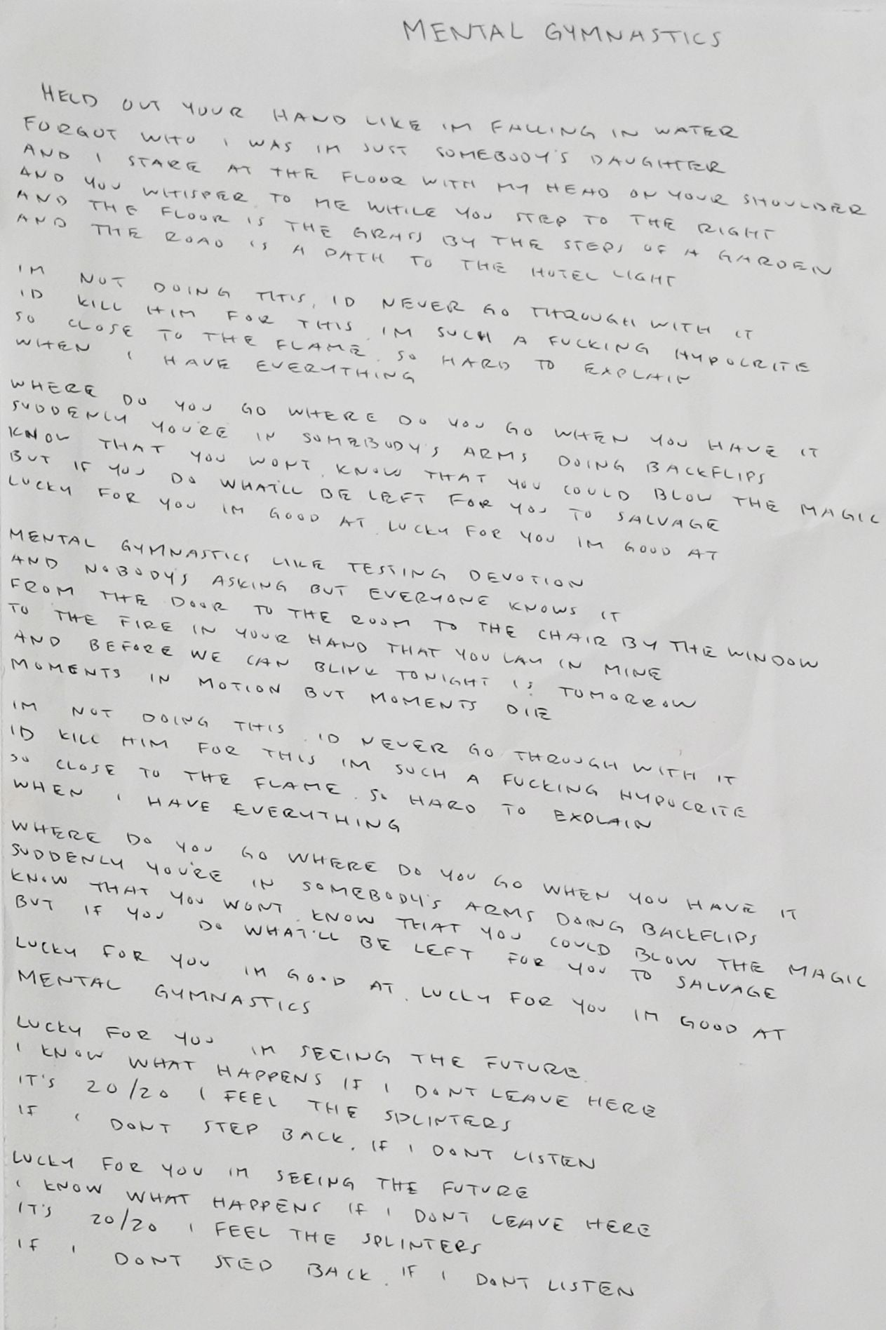 Riverside Drive Handwritten Lyric Mailers